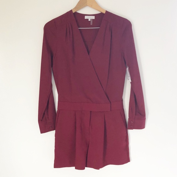 1. State Pants - NWT 1. State Red Wine Romper w/ long sleeves Sz 0
